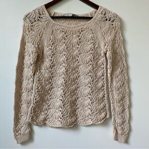 LOFT Cream Crochet Sweater
